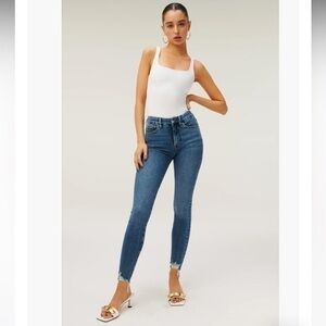 Good American Good Legs Chewed Hem Skinny Jeans glch873tna blue54na 26 2